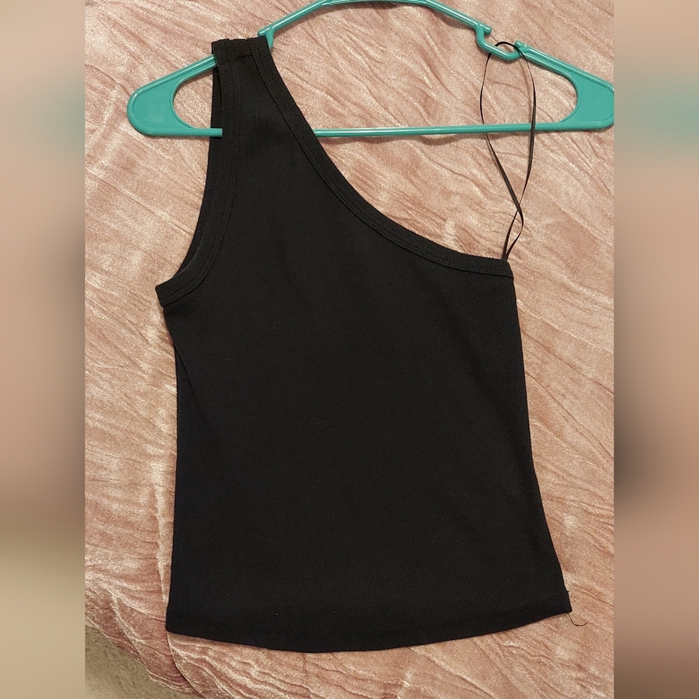 Pilcro Black One-Shoulder Tank Top Anthropology
